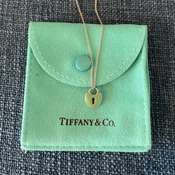 Blue Enamel Heart Keyhole Necklace 